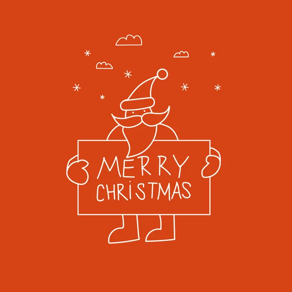 Doodle Santa tient la plaque — Image vectorielle