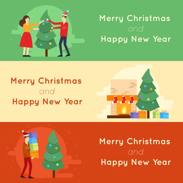Feliz Natal e Feliz Ano Novo —  Vetores de Stock