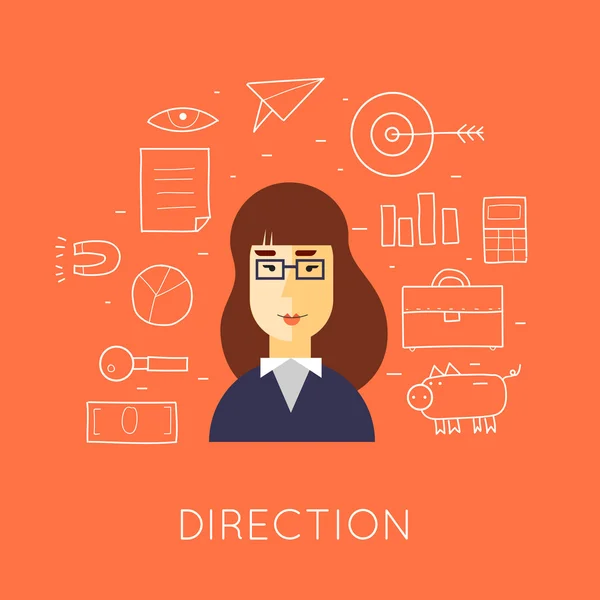 Concepto de dirección empresarial — Vector de stock