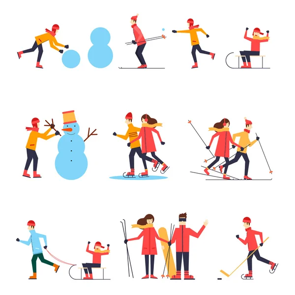 People involved in winter sports — Stock Vector