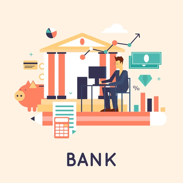 Bank werken illustratie — Stockvector
