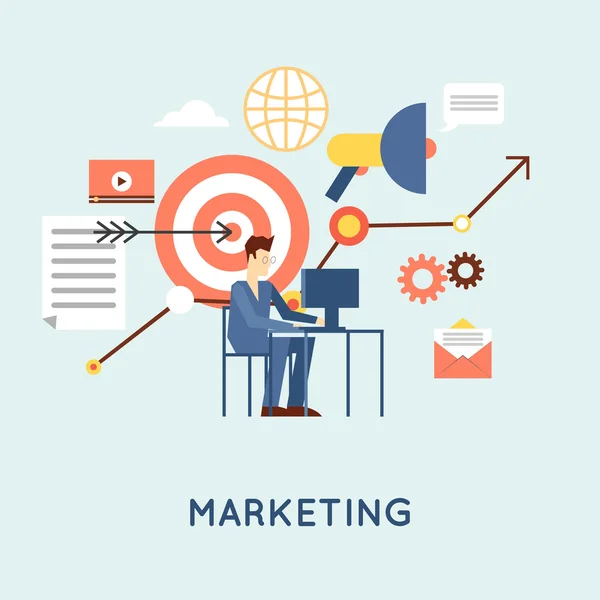 Illustrazione piatta di marketing — Vettoriale Stock