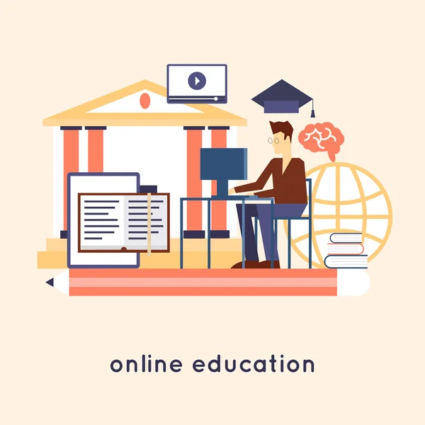 Ilustrace on-line vzdělávání — Stockový vektor