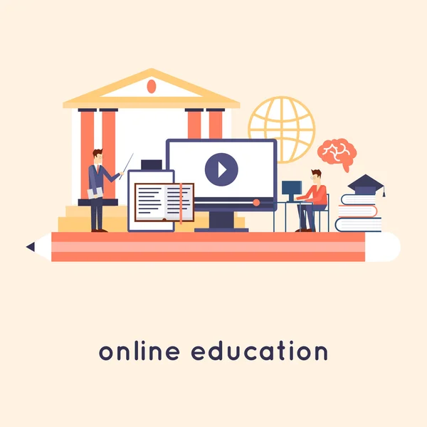 Ilustrasi pendidikan on-line - Stok Vektor