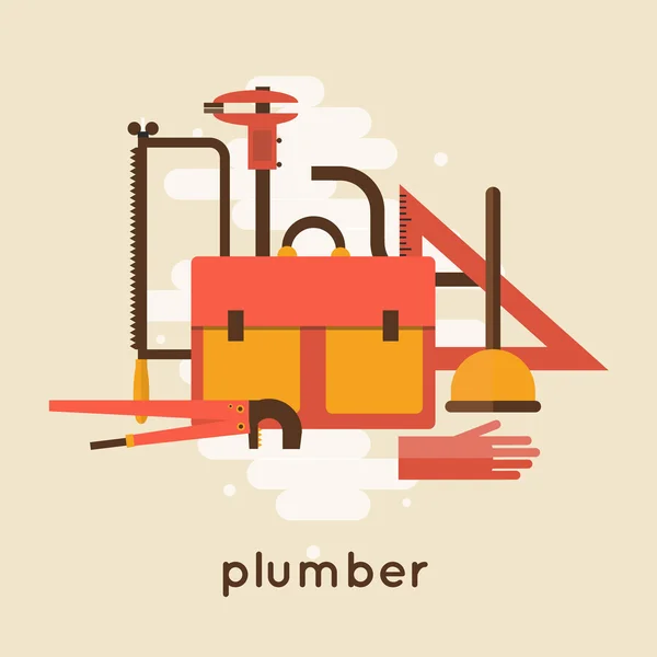 Set plumbing in flat design — Stock Vector