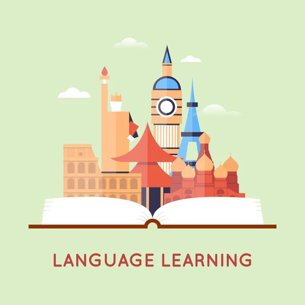 Aprender idiomas extranjeros — Vector de stock