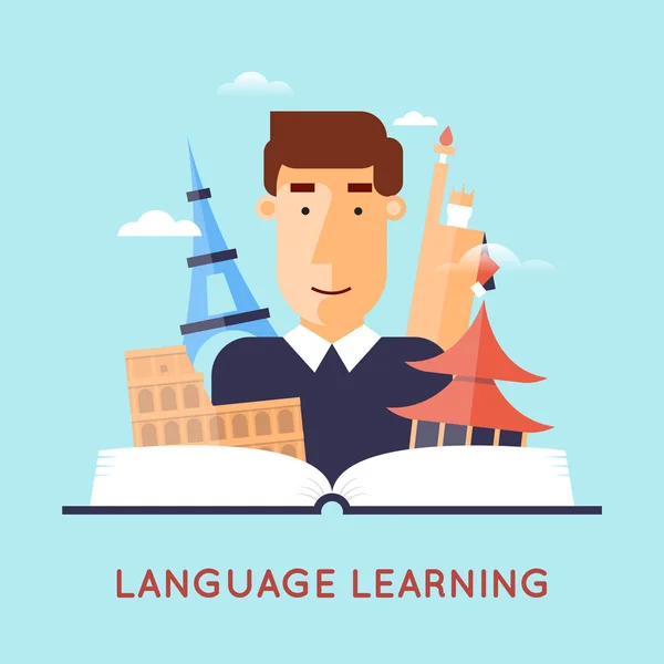 Learning foreign languages — Stock Vector