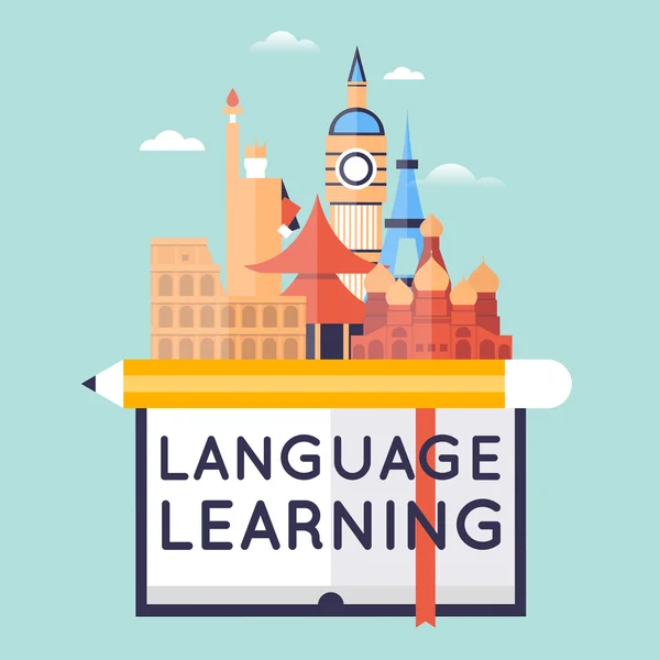Imparare le lingue straniere — Vettoriale Stock