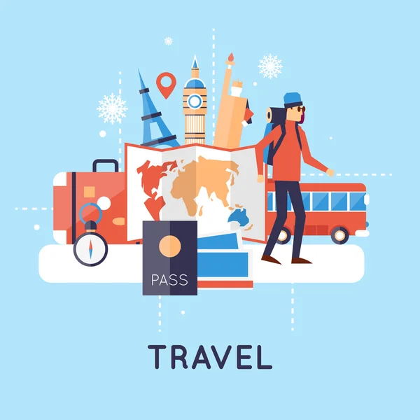 Turizm kış tatili — Stok Vektör