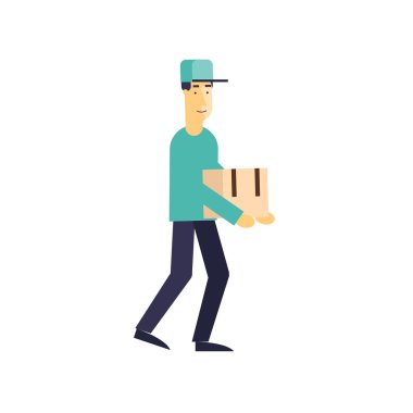 Delivery. Man Delivering box clipart