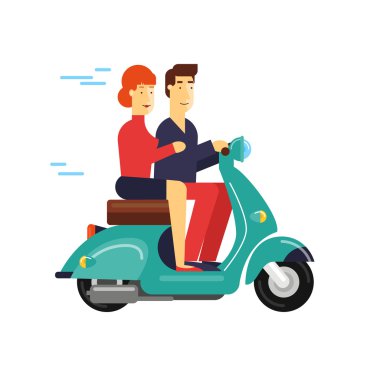 Adam ve kız motosiklet sürme