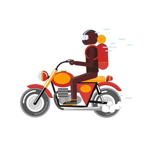 Adam Motosiklet sürmek — Stok Vektör