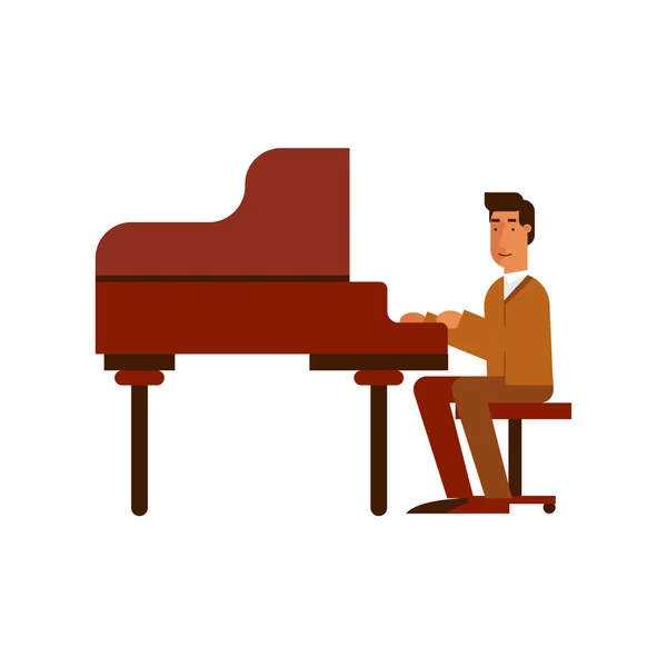 Jazz-Mann spielt Klaviermusik — Stockvektor