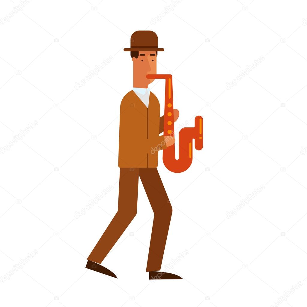 Jazz man plays the saxophone