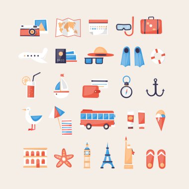 Yaz tatilini Icons set