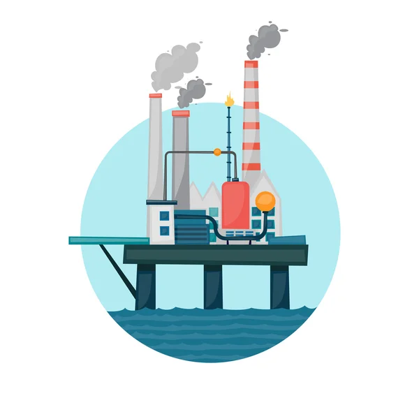 Plataforma marítima de extracción de petróleo — Vector de stock