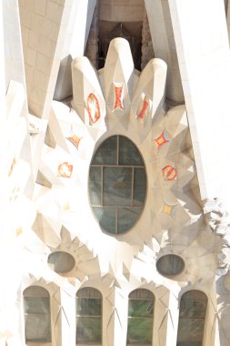 Sagrada Familia cephesi ile windows Barcelona, İspanya