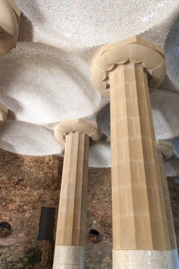 Park Guell Sala Hipostila sütunları Barcelona, İspanya