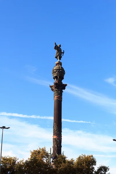 Estátua e coluna Monumento a Colombo, Barcelona, Espanha — Fotografia de Stock