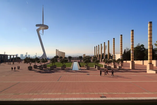Barcelona olympic park (Anella Olimpica) and Montjuic Communications Tower — Stock Photo, Image