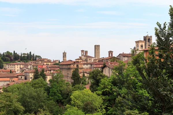Panorama of upper city Citta Alta in Bergamo, Italy Stock Picture