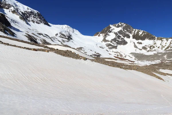 Horské Sněhové Panorama Modré Nebe Tyrolských Alpách Rakousko — Stock fotografie