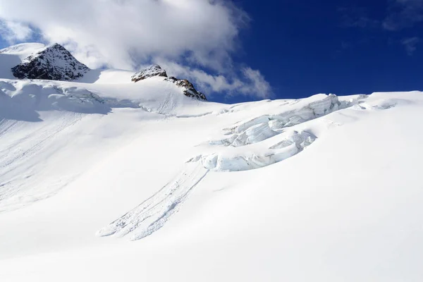 Panorama Nieve Montaña Sobre Glaciar Taschachferner Con Avalanchas Los Alpes —  Fotos de Stock