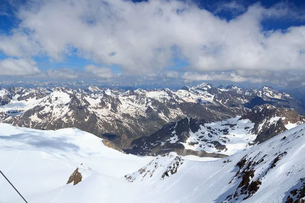 Panorama Nieve Montaña Cadena Principal Los Alpes Visto Desde Cumbre —  Fotos de Stock