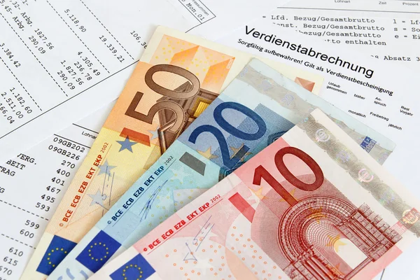 Payroll with banknotes — Stock Photo, Image