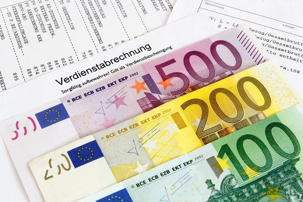 Payroll with banknotes — Stock Photo, Image