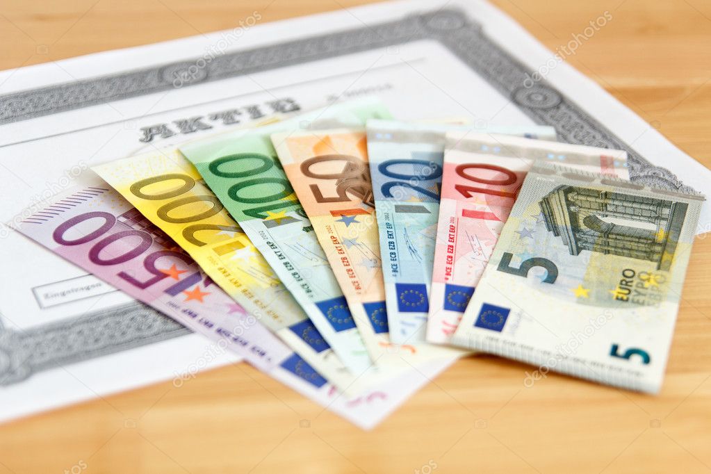 Share with Euro banknotes