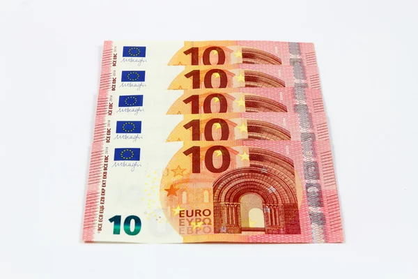 Nové přední deset euro bankovek — Stock fotografie