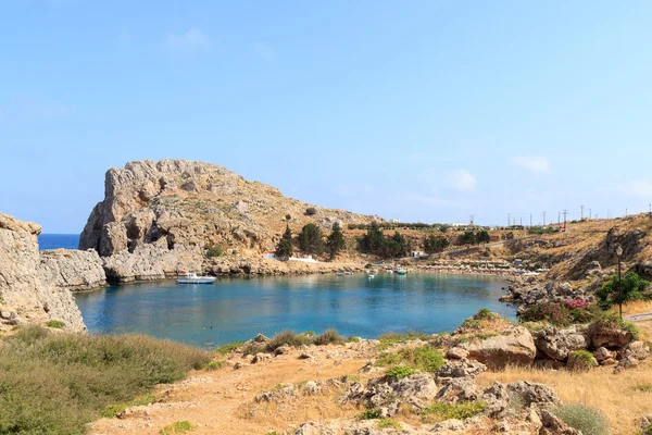 St Pauls Bay en Lindos en Rodas, Grecia — Foto de Stock