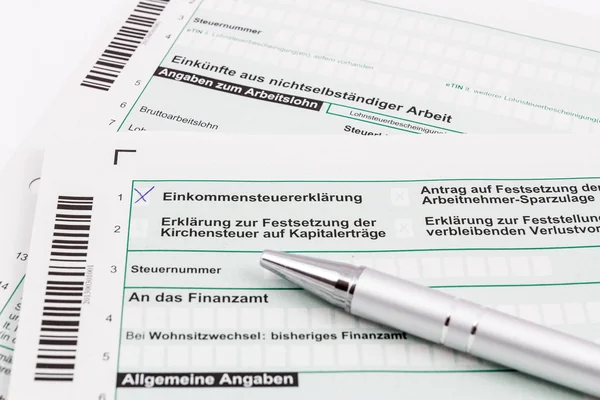 Form der Einkommensteuererklärung mit Kugelschreiber — Stockfoto