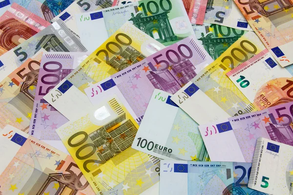 Różnych banknotów Euro od 5 do 500 Euro — Zdjęcie stockowe