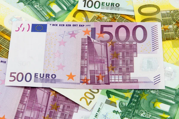 Różnych banknotów Euro od 5 do 500 Euro — Zdjęcie stockowe