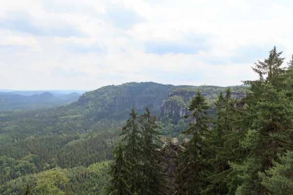 Panorama view from Carolafelsen, Affensteine in Saxon Switzerland — Stock Photo, Image