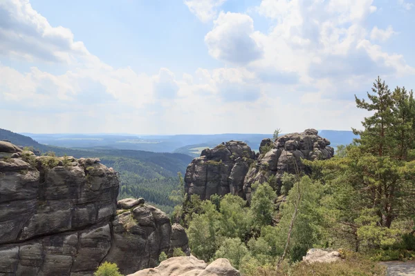 Uyanık yakınındaki Reitsteig, Affensteine Sakson İsviçre Panorama görüş — Stok fotoğraf