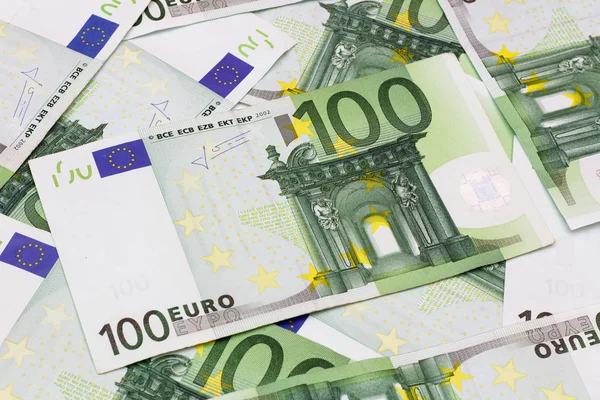 Pénz háttér - egyszáz (100) eurót számlák bankjegyek — Stock Fotó