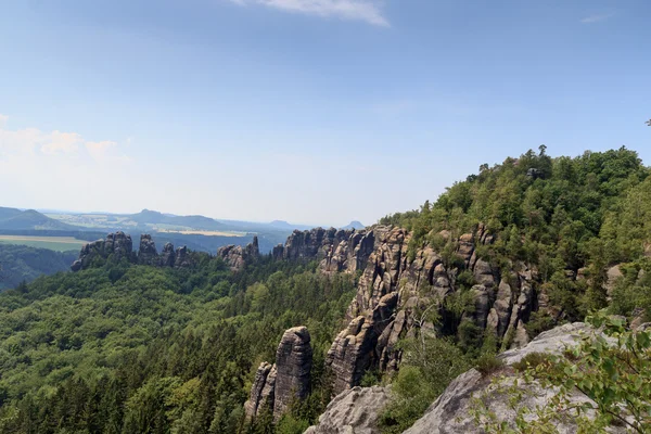 Panorama with rocks, mountains in Saxon Switzerland — Stock Photo, Image