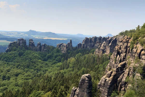 Panorama with rocks, mountains in Saxon Switzerland — Stock Photo, Image