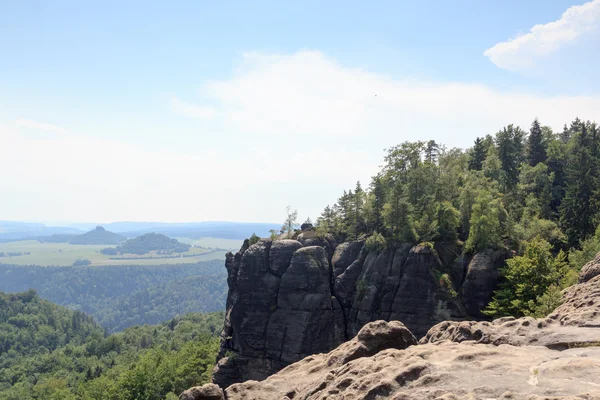 Panorama with rocks, mountains in Saxon Switzerland — Stock Photo, Image