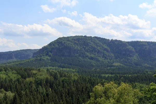 Panorama with mountain Kleiner Winterberg and forest seen from Kuhstall in Saxon Switzerland — Stock Photo, Image