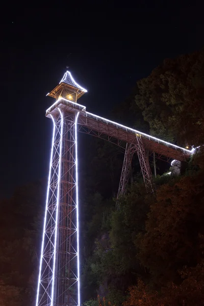 Historique Bad Schandau Ascenseur à Ostrau la nuit en Suisse saxonne — Photo