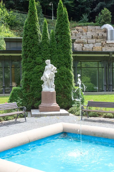 Fonte em jardins de spa da clínica de reabilitação Kirnitzschtalklinik, Bad Schandau — Fotografia de Stock