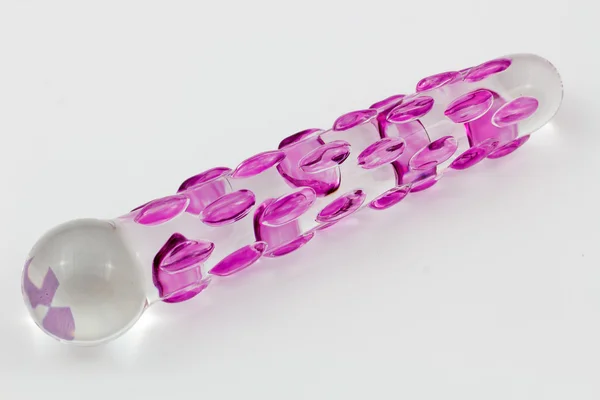 Sex Toy - Isolated Glass dildo with pink knobs and white background Obrazek Stockowy