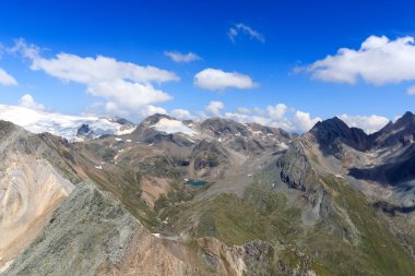 Lake Eissee, dağ Weissspitze ve buzul Grossvenediger Hohe Tauern Alps, Avusturya için Panorama görünüm