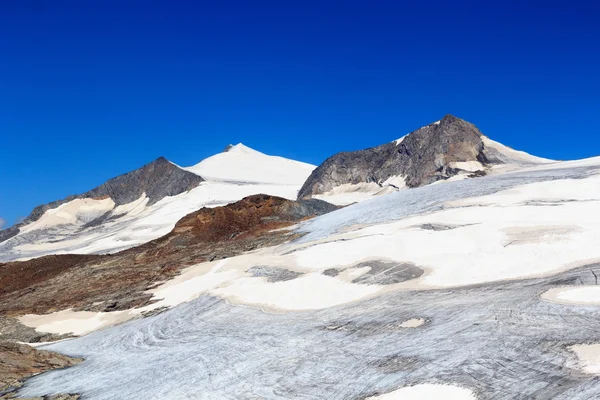 Cumbre de la montaña Grossvenediger cara sur y glaciar en Hohe Tauern Alpes, Austria —  Fotos de Stock