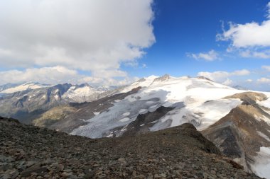 Dağ buzul panorama Zirvesi Grossvenediger Güney yüzüne Hohe Tauern Alpler, Avusturya