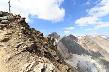 Dağ Saulkopf ve buzul panorama Hohe Tauern Alps, Avusturya için üzerinde çapraz Zirvesi